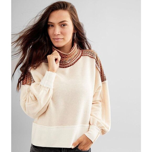 Gimmicks Buckle size XL Contrast Cowl Neck Pullover ballon sleeves boxy Aztec - Picture 2 of 6